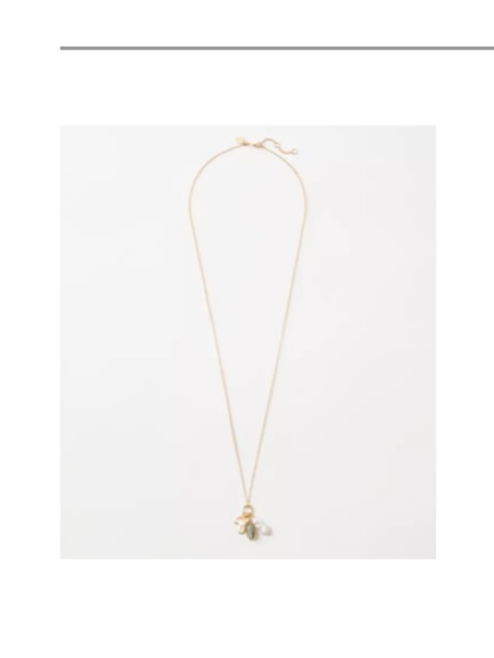 LOFT Freshwater Pearl Cluster Charm Pendant Necklace Gold Labradorite Amethyst